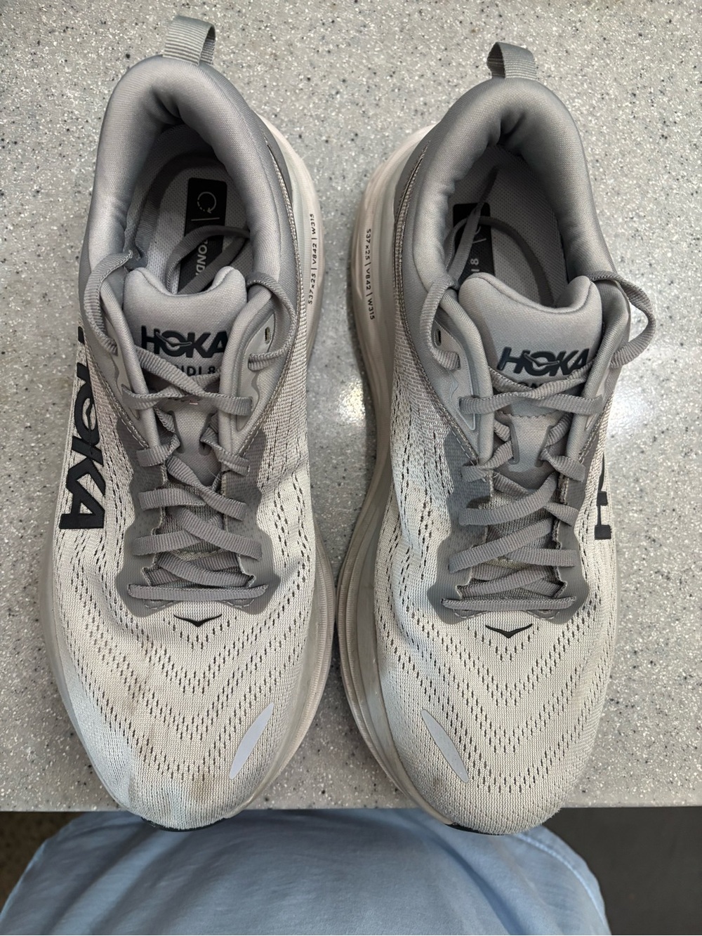 Hoka One One Bondi 8 Men's Light Gray/Gray Athletic Running Shoes